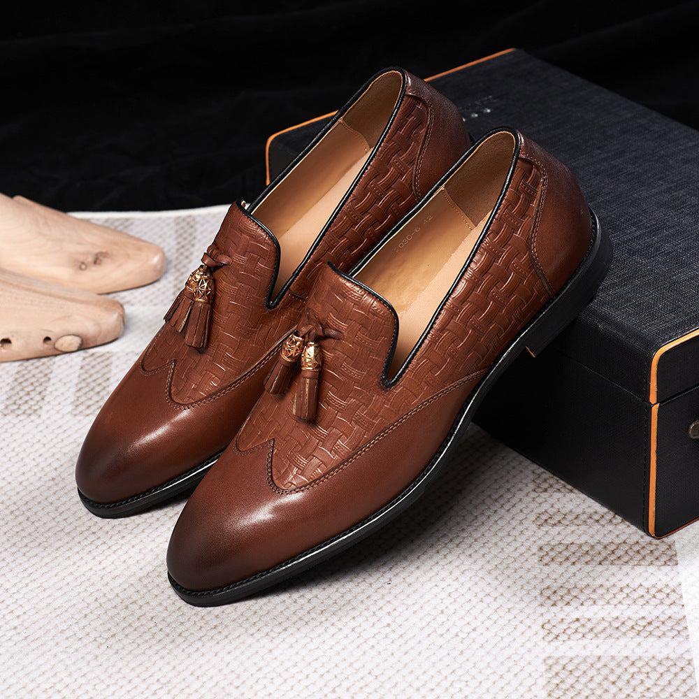 Men's Tassel Business Casual Leather Shoes Handmade Wedding Banquet