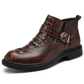 pattern high-top shoes business casual leather shoes