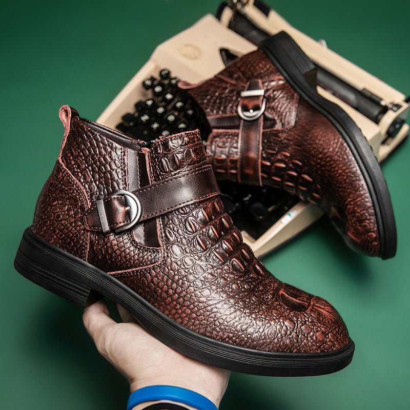 pattern high-top shoes business casual leather shoes