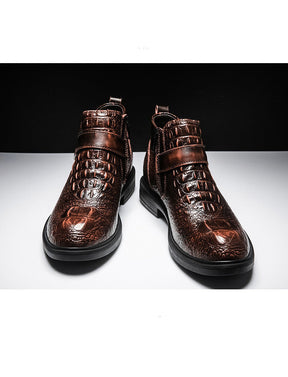 pattern high-top shoes business casual leather shoes