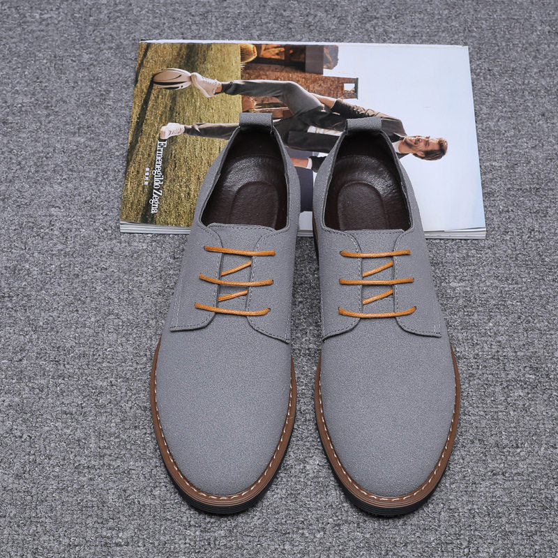 Plus Shoes Men Suede Leather Shoes Solid Color