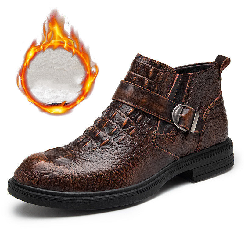 pattern high-top shoes business casual leather shoes