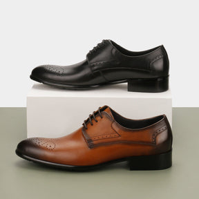 Formal Leather Men's Shoes With Carved Leather Head