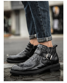 pattern high-top shoes business casual leather shoes