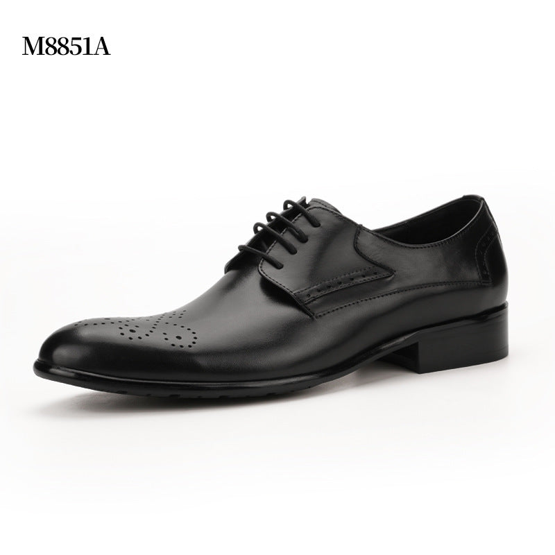 Formal Leather Men's Shoes With Carved Leather Head