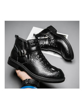 pattern high-top shoes business casual leather shoes