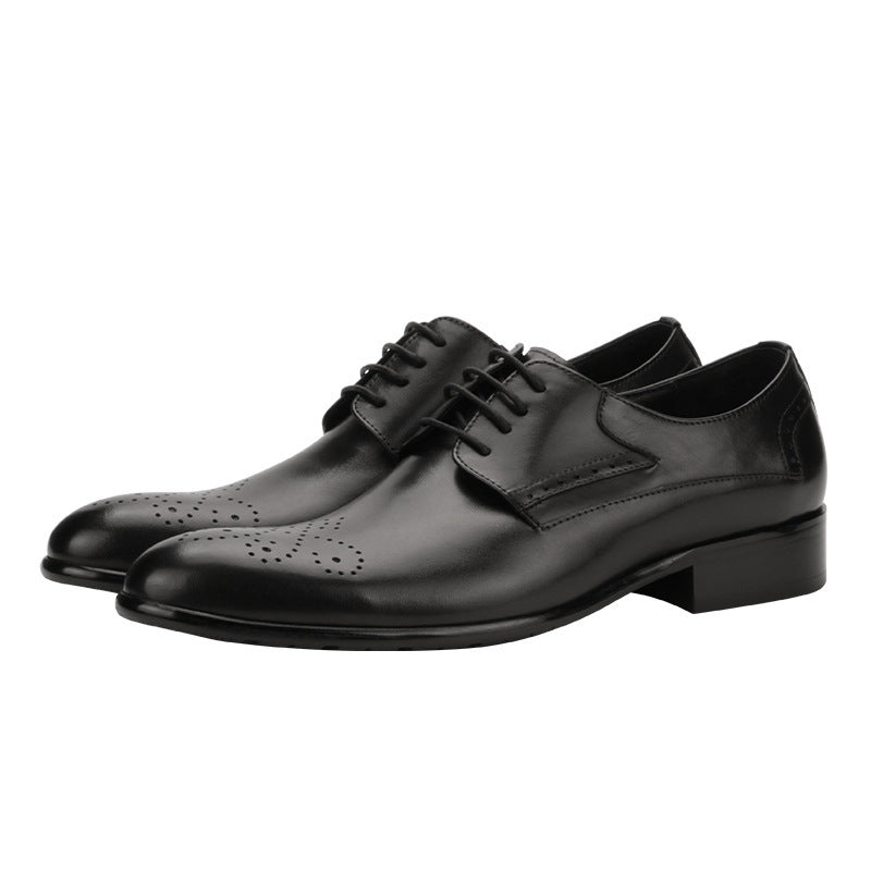 Formal Leather Men's Shoes With Carved Leather Head