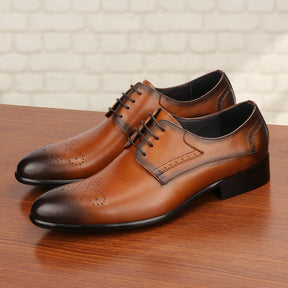 Formal Leather Men's Shoes With Carved Leather Head