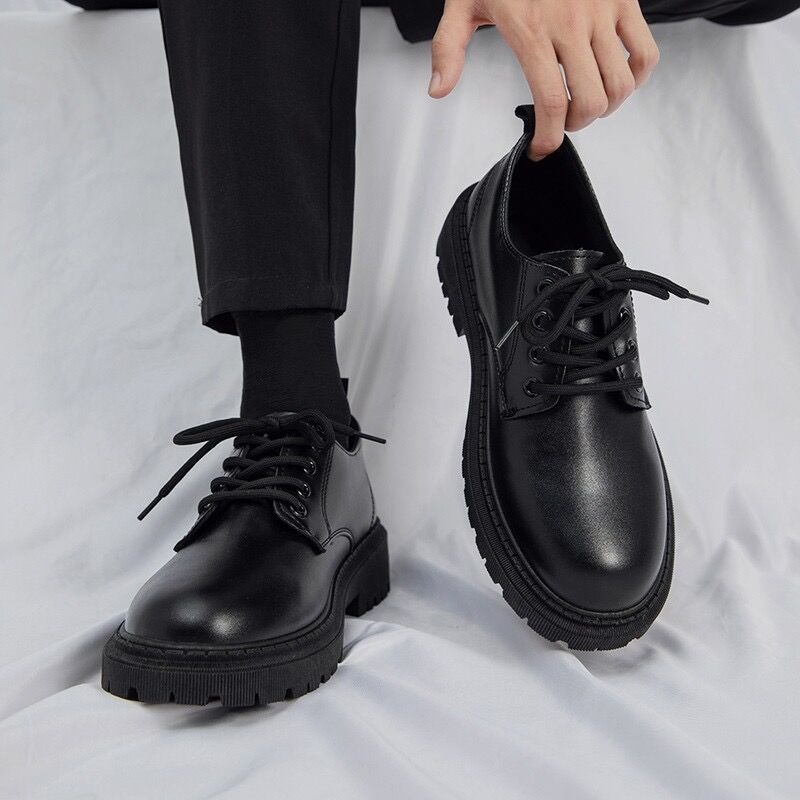 Spring Men&#039;s Shoes Work Shoes New Business Waterproof Black Leather Shoes Chef Shoes Men&#039;s Korean-style Versatile Thick Board Shoes