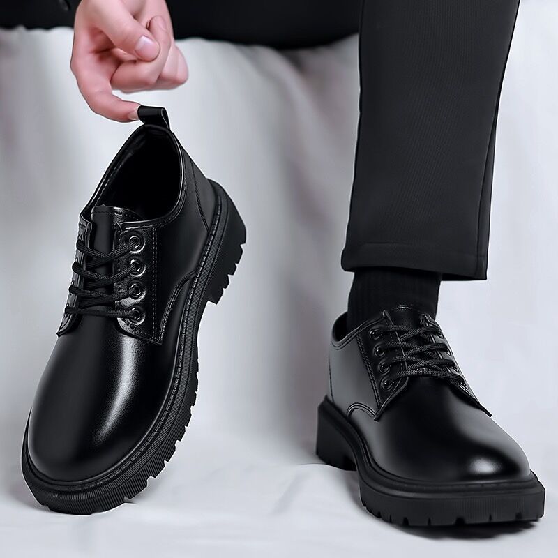 Spring Men&#039;s Shoes Work Shoes New Business Waterproof Black Leather Shoes Chef Shoes Men&#039;s Korean-style Versatile Thick Board Shoes