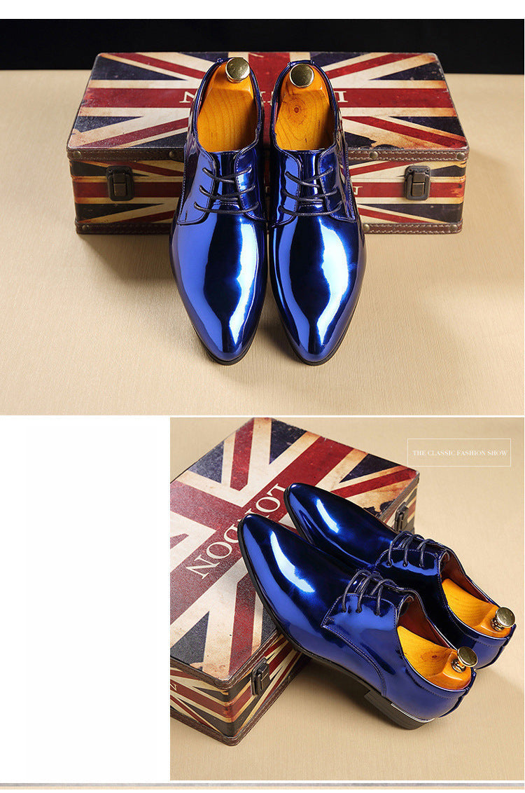 British Pointed Leather Shoes Men's Fashion Bright Leather Men's Shoes Foreign Trade Leather Shoes